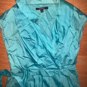 Chadwicks Aqua Satin Wrap Dress